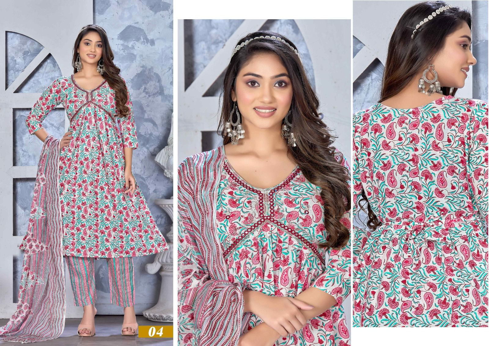 Golden So Stunning Cotton Printed Alia Cut Kurti With Bottom Dupatta Catalog
